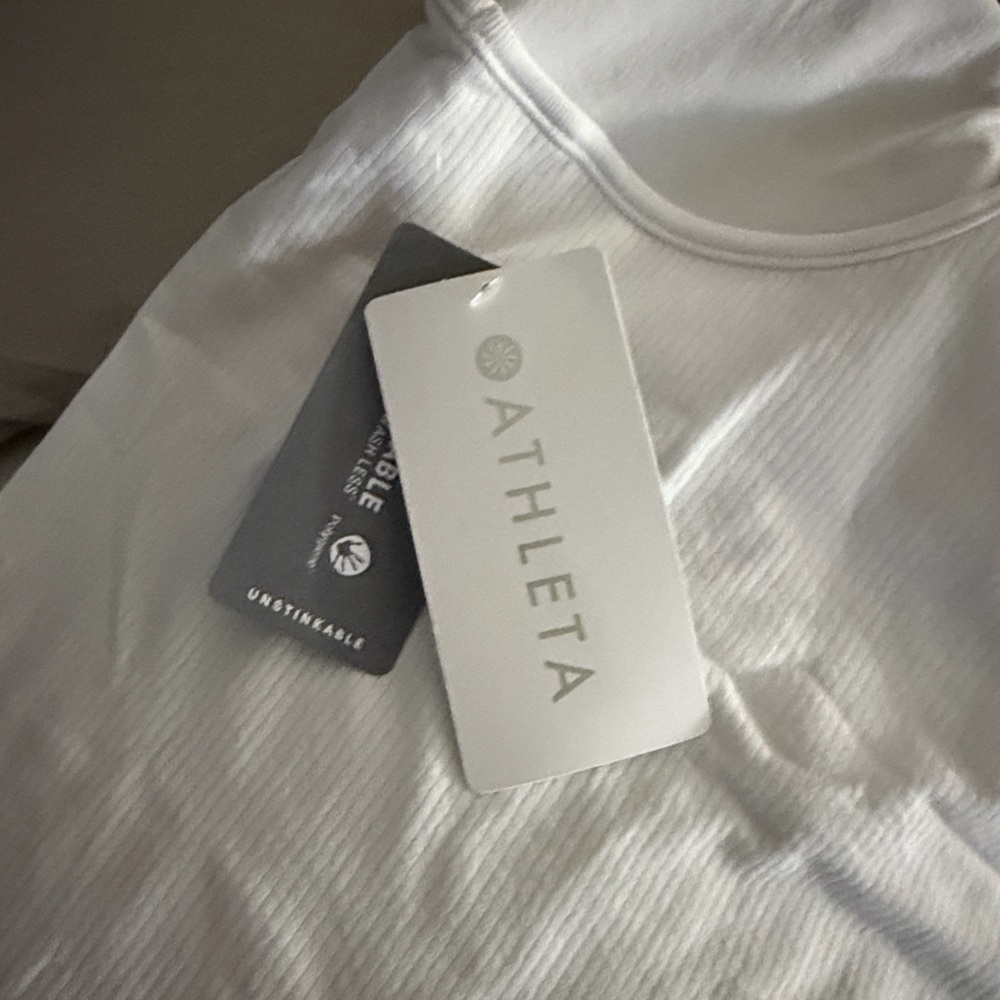 Athleta White Ribbed Racerback Tank - Picture 7 of 7